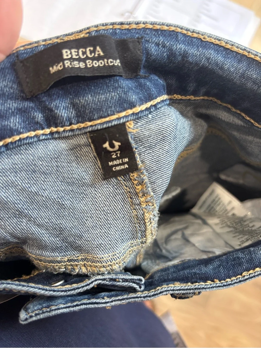 True Religion Becca Mid Rise Boot Cut Jeans Womens 27 Denim Cuffed - Picture 5 of 6
